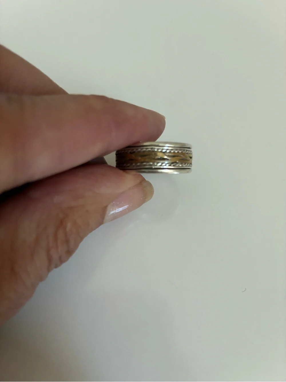 Women’s Vintage 925 Sterling Silver and Precious Metal Spinner Ring - Excellent
